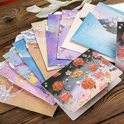 30pcs Oil Painting Postcard Set Illustration Small Cards for Birthday Gifts