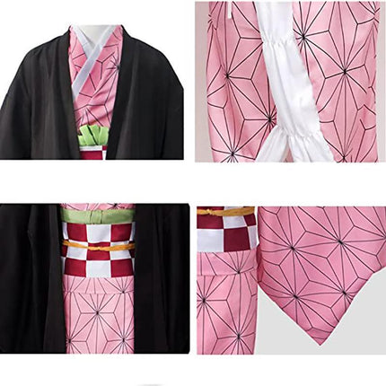 Anime Demon Slayer Kimetsu no Yaiba Kamado Nezuko Cosplay Costume Kimono Wig AU - Aimall