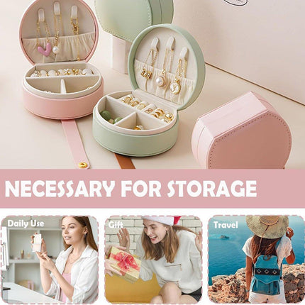 Small Portable Leather Jewelry Box Travel Case for Necklace Ring Earring Storage