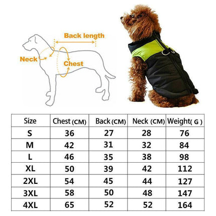 2XL Large Dog Jacket Padded Waterproof Pet Clothes Warm Windbreaker Vest Coat Winter - Aimall