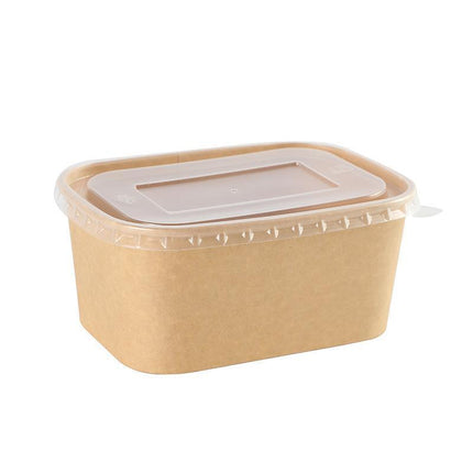 50pcs Eco Friendly Kraft Paper Food Containers Lunch Boxes for Picnic Takeout