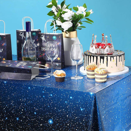 2PCS Starry Night Galaxy Theme Disposable Tablecloth Set Star Party Decor