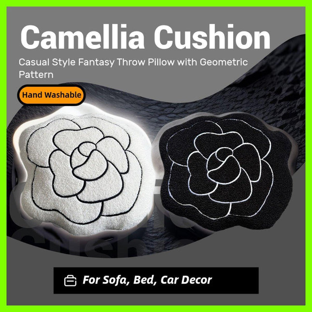 Luxury Cream Sofa Pillow Camellia Style Cushion Bed Decor Black White Design