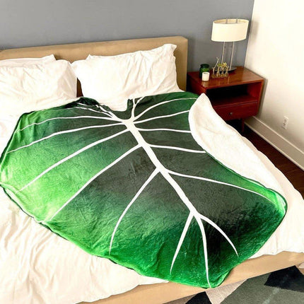 Tropical Leaf Throw Blanket Soft Nap Air Conditioning Cover Single Bed