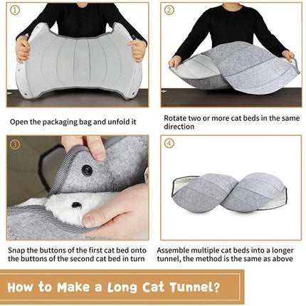 Collapsible Breathable Pet Bed Cat Nest Dog Cave Tunnel Semi Enclosed Mat