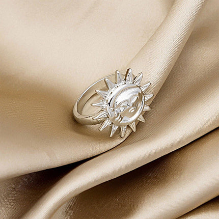 4pcs Butterfly Gem Ring Set Retro Sun Relief Rings Women Fashion Jewelry