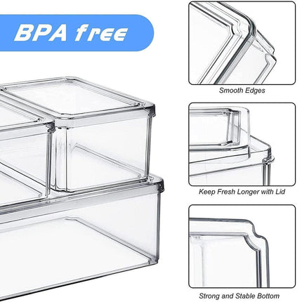 10PCS Clear PET Refrigerator Storage Box Food Grade Fruit Freezer Organizer Set