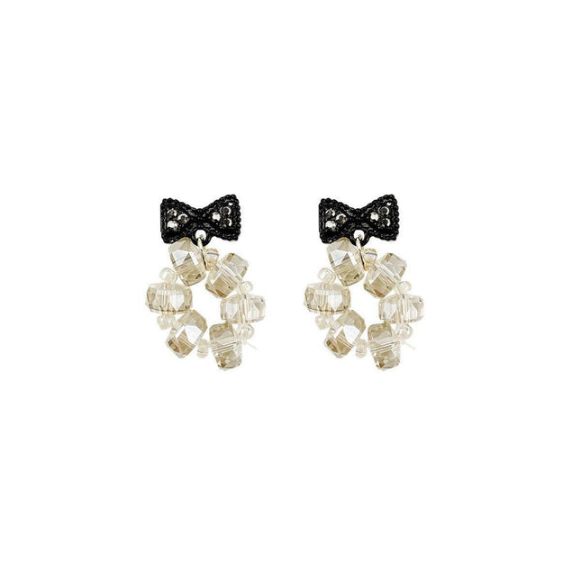 Trendy Sweet Crystal Bow Earrings for Girls Elegant Jewelry Gift High-Quality