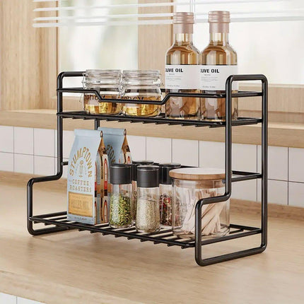 Stainless Steel Kitchen Shelf Organizer Double Tier Multi Functional Rack