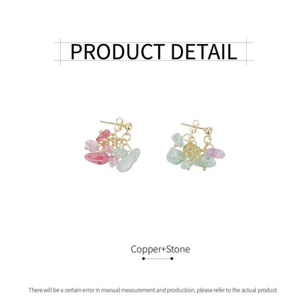 Handmade Colorful Gravel Bead Drop Earrings Women Girls Trendy Fashion