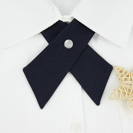 Small Women Criss-Cross Bow Tie School Girl Uniform Solid Adjustable Pre Tied Necktie - Aimall
