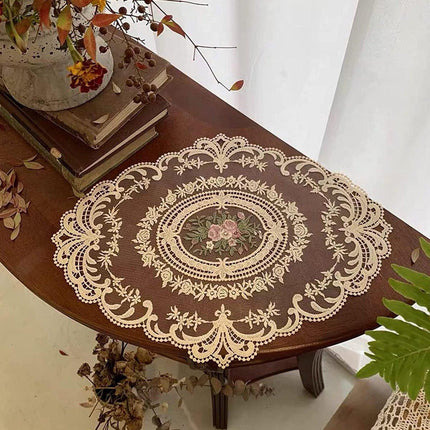 4 Pack Retro Lace Oval Placemats 31x42cm French Crochet Doilies 4 Colors Set