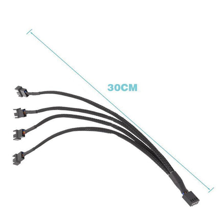 3 Pin Fan Splitter Cable 1 to 4 Ways Extension Power Sleeved Y Cable Case Coolin - Aimall
