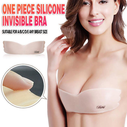 One Piece Silicone Invisible Bra Adhesive Push Up Strapless Backless Lingerie - Aimall