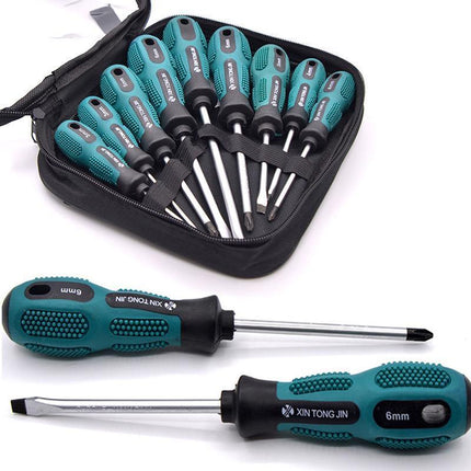 Screwdriver Set 9 Piece with storage bag CRV magnetic tips Phillips Flat blade - Aimall