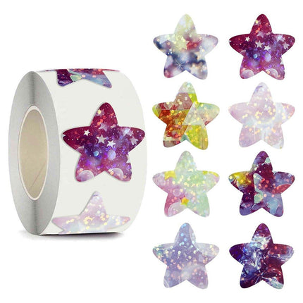 6Rolls Self-Adhesive Star Space Stickers Decorative Sticker Label Roll Bonus Set