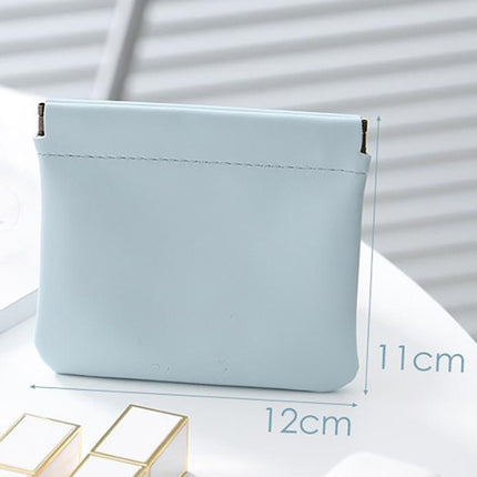 1x Pocket Cosmetic Bag Portable self-Closing Water-Resistant Leather Storage Bag - Aimall