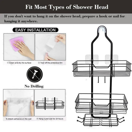 Perforation Free Toilet Bathroom Wall Shelf Household Shower Storage Organizer