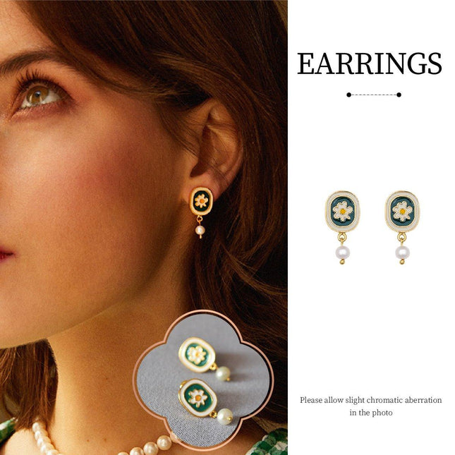 Vintage Rustic Chamomile Stud Earrings Floral Jewelry Women Elegant Accessories