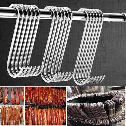 10PCS Steel S Meat Hooks for Beef Pork Lamb Roast Duck BBQ Grill Oven Hanging