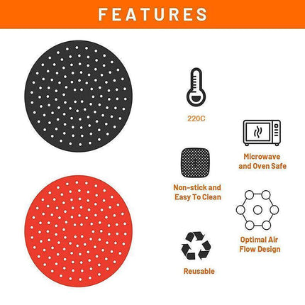 23cm Reusable Air Fryer Liners Non-Stick Silicone Air Fryer Basket Mat Round - Aimall