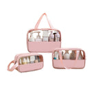 3pcs Large Capacity Waterproof Makeup Bag Set Translucent PU Travel Storage Bag