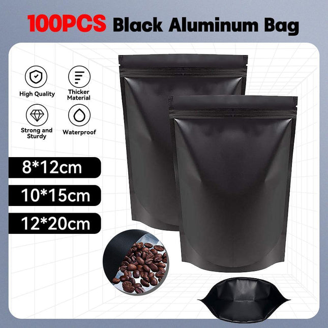100PCS Black Aluminum Bag Mylar Foil Pouch Heat Sealer Food Storage Package Bags - Aimall