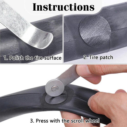 5pcs Bike Tire Repair Kit Inner Tube Patch Tool Set with File Knife Prying Tools