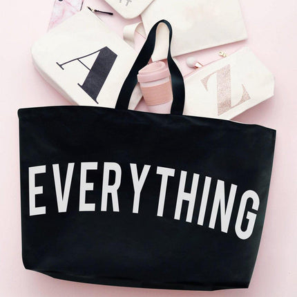 Large Canvas Black Tote Bag Reusable Shoulder Shopping Travel Bag