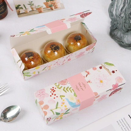 25pcs Long Strip Clamshell Packaging Box 3-Compartment Dessert Storage Box