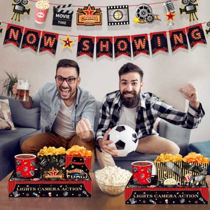 24 PCS Movie Night Snack Trays Popcorn Food Drink Holder Cinema Party Supplies