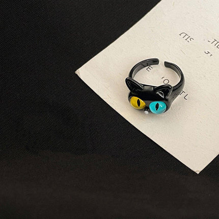 Open Ring Women's Cute Kitty Black Cat Monster Cyber Popular Sweet Ring