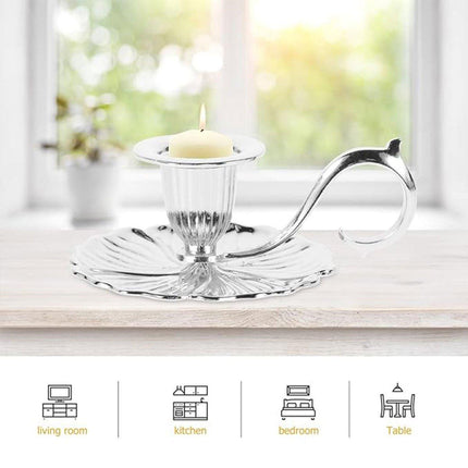 Retro Handheld Candlestick Holder European Style Candle Stand Metal Candlestick