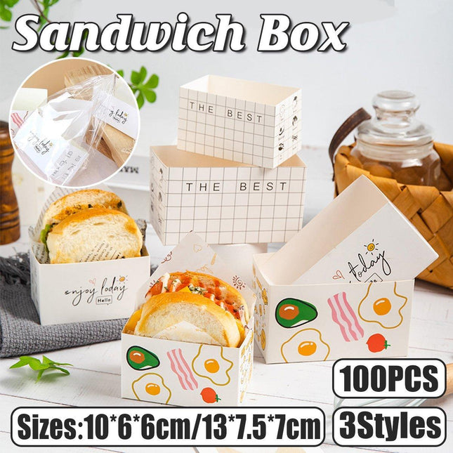 100pcs Sandwich Toast Hamburger Packaging Boxes Bags
