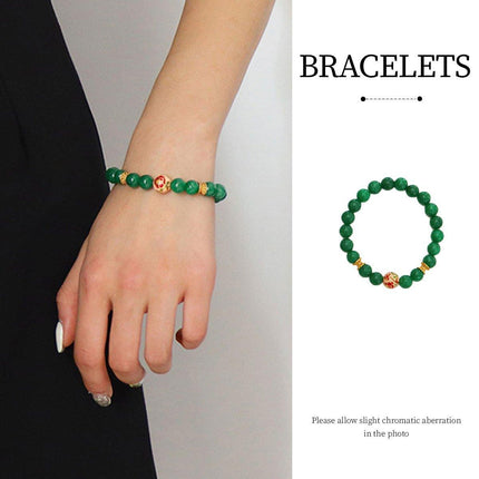 Green Natural Stone Beaded Bracelet Beauty Handmade Women Simple Healing Reiki