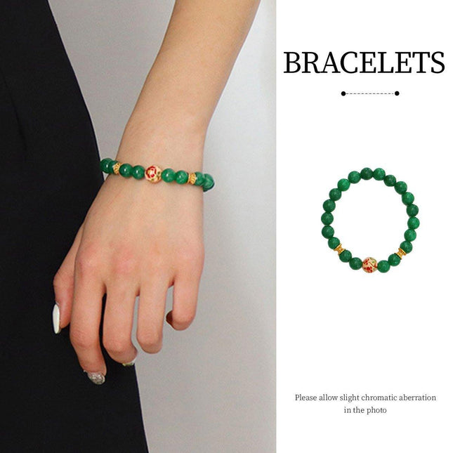 Green Natural Stone Beaded Bracelet Beauty Handmade Women Simple Healing Reiki