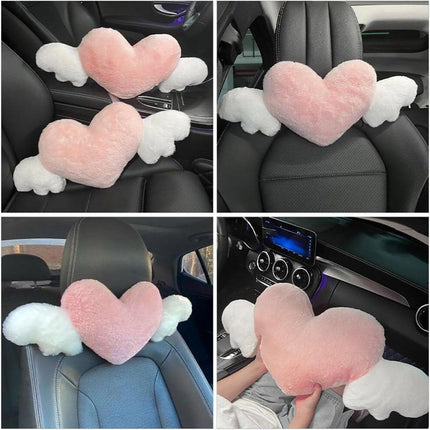 Car Headrest Neck Pillow Love Wings Support Cushion for Comfortable Driving