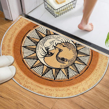 Semi Circular Non Slip Door Mat Household Entrance Carpet for Living Room Use