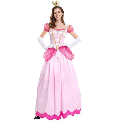 N505 Princess Peach Pink Mario Games Book Week Fancy Long Dress Up Party Costume AU
