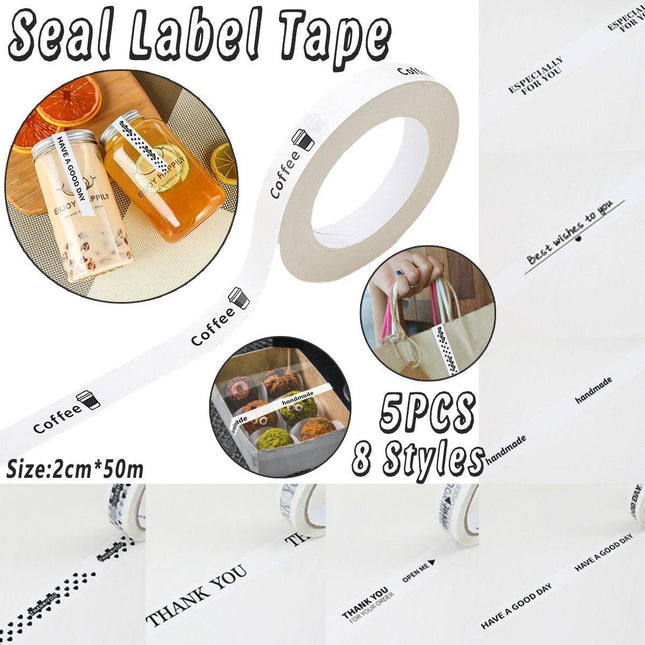 5pcs Tamper Proof Sealing Tape Leak Proof Small Narrow Packaging Seal Labels