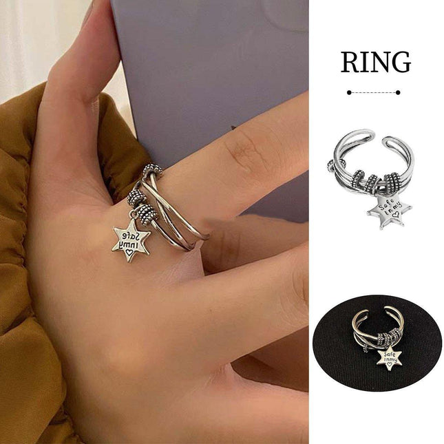 Simple Adjustable Star Opening Ring Couple Jewelry Niche Design Unisex Ring