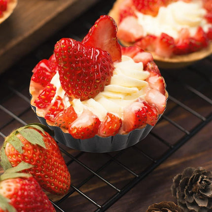 12PCS Mini Detachable Tart Mold Baking Cake Pan Nonstick Bottom Cupcake Molds