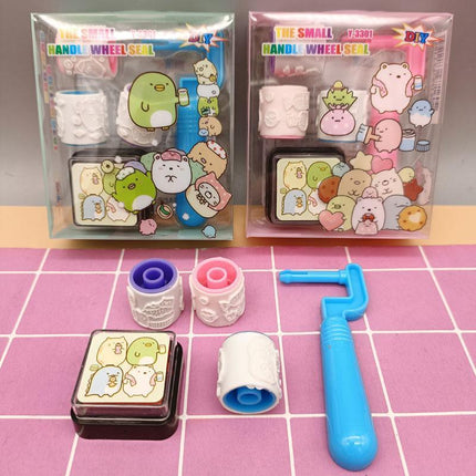 Inking Rubber Stamp Roller Scroll Seal Stamps DIY Scrapbooking Kid Craft Cartoon - Aimall