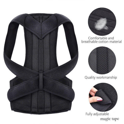 Adjustable Back Posture Corrector Brace Lumbar Shoulder Support Belt for Unisex