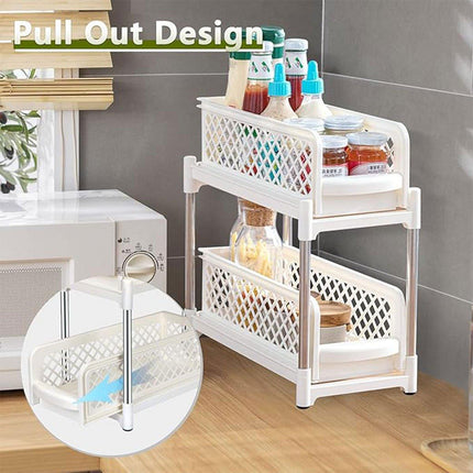 Bathroom Kitchen Sink Storage Rack Drawer Plastic Shelf Seasoning Holder