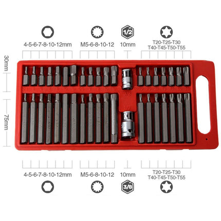 40pc Allen Hex Key Set Socket Bit 3/8 1/2 Drive Long Deep Torx Star Spline