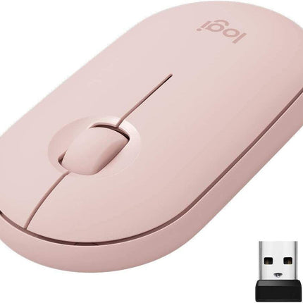 Pink Logitech Pebble M350 Bluetooth USB Receiver Wireless Optical Mouse - Aimall