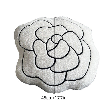Luxury Cream Sofa Pillow Camellia Style Cushion Bed Decor Black White Design