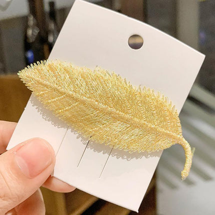 For Women Sweet Leaf Gradient Color Cute Hairpins Barrettes Side Clip Hair Clip - Aimall