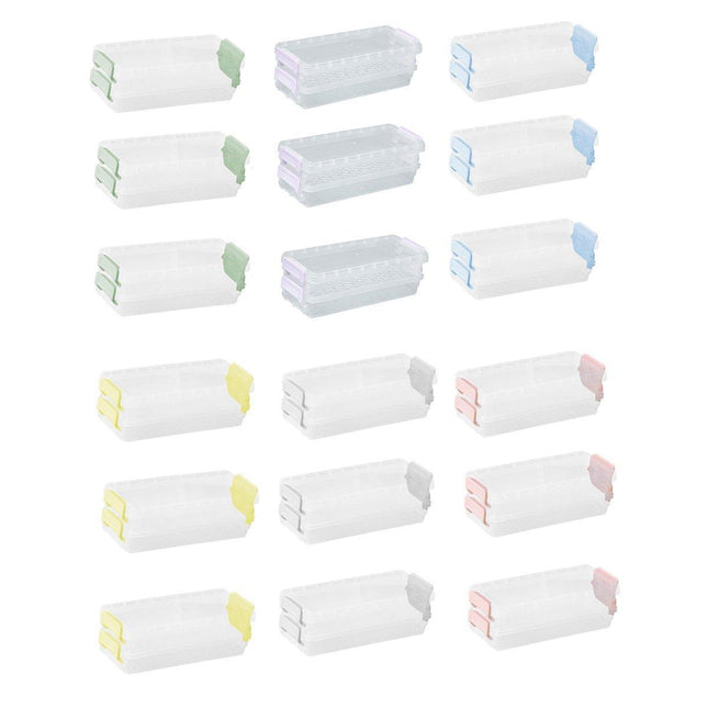 3PCS Clear Plastic Desktop Storage Box 2 Layer Holder DIY Stationery Pencil Case